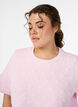 T-shirt in embossed cotton jersey, Rose, Model image number 3