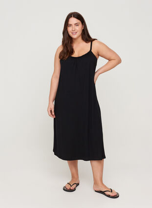 Beach dress in viscose, Black, Model image number 2