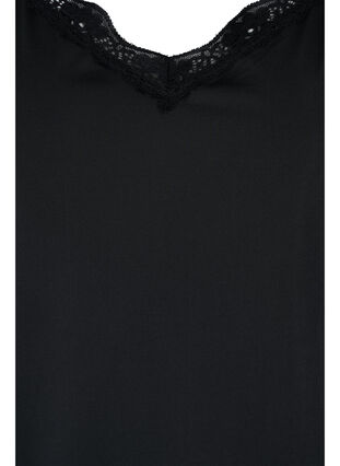 Night top with lace details, Black, Packshot image number 2