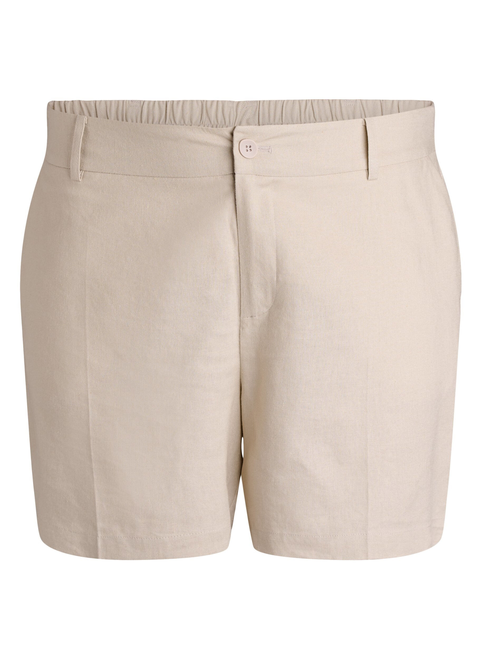 Zizzifashion High-waisted Bermuda shorts in linen and viscose, Beige, Packshot image number 0