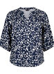 3/4 sleeve cotton Blouse with print, Navy Blazer Leaf, Packshot image number 0