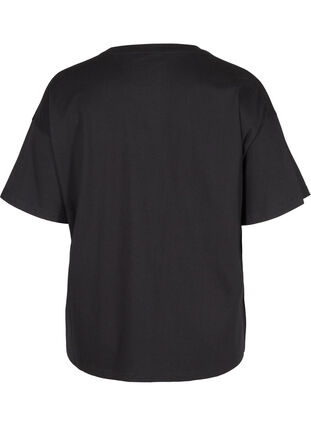 Short-sleeved cotton T-shirt, Black, Packshot image number 1