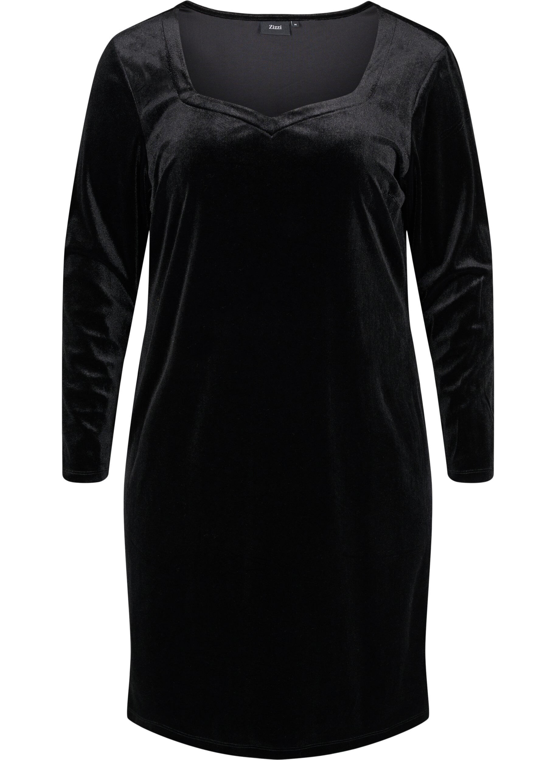 Zizzifashion Velour dress with long sleeves, Black, Packshot image number 0