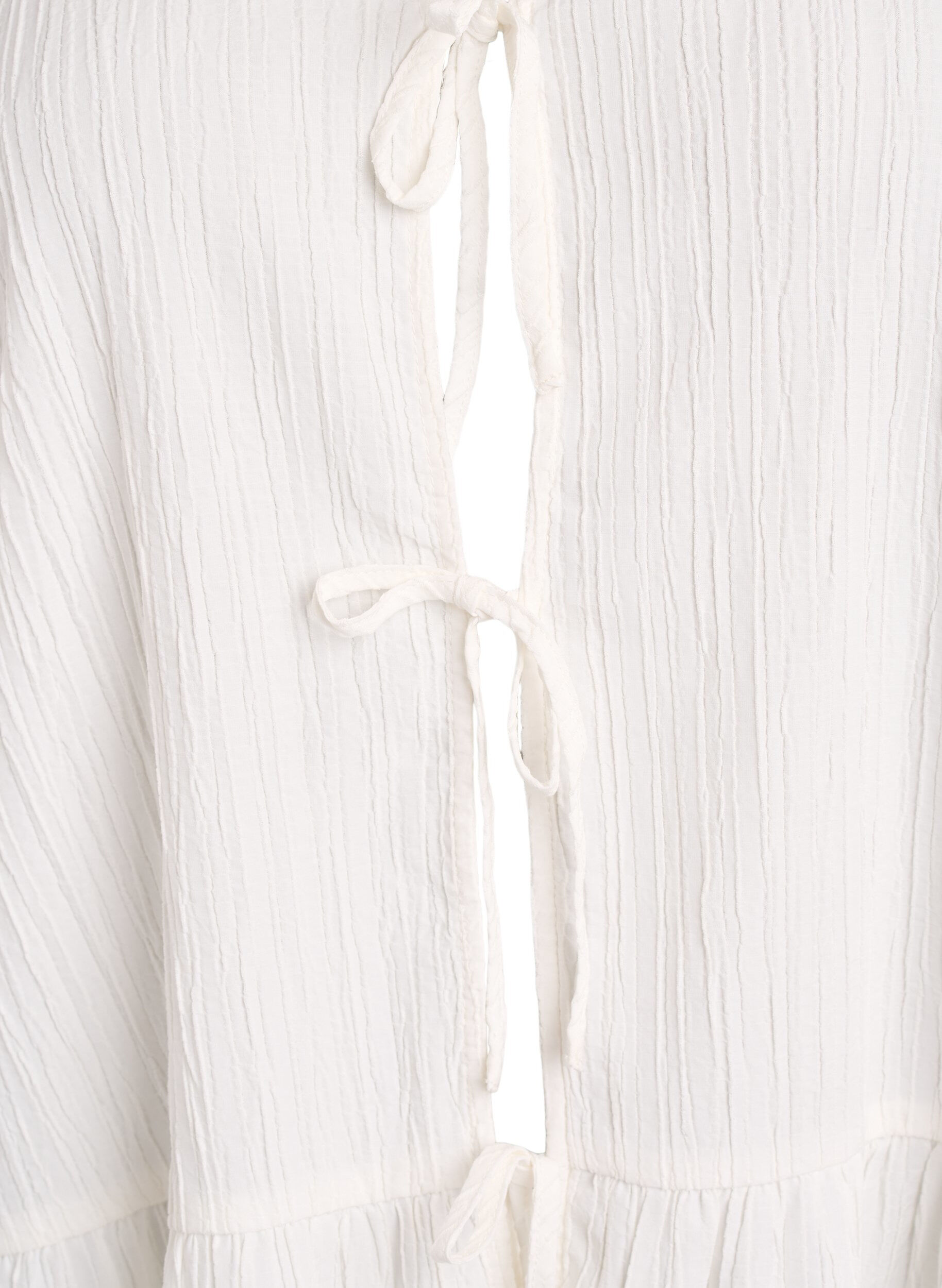 Zizzifashion Sleeveless blouse with texture and a tie fastening, Vanilla, Packshot image number 2