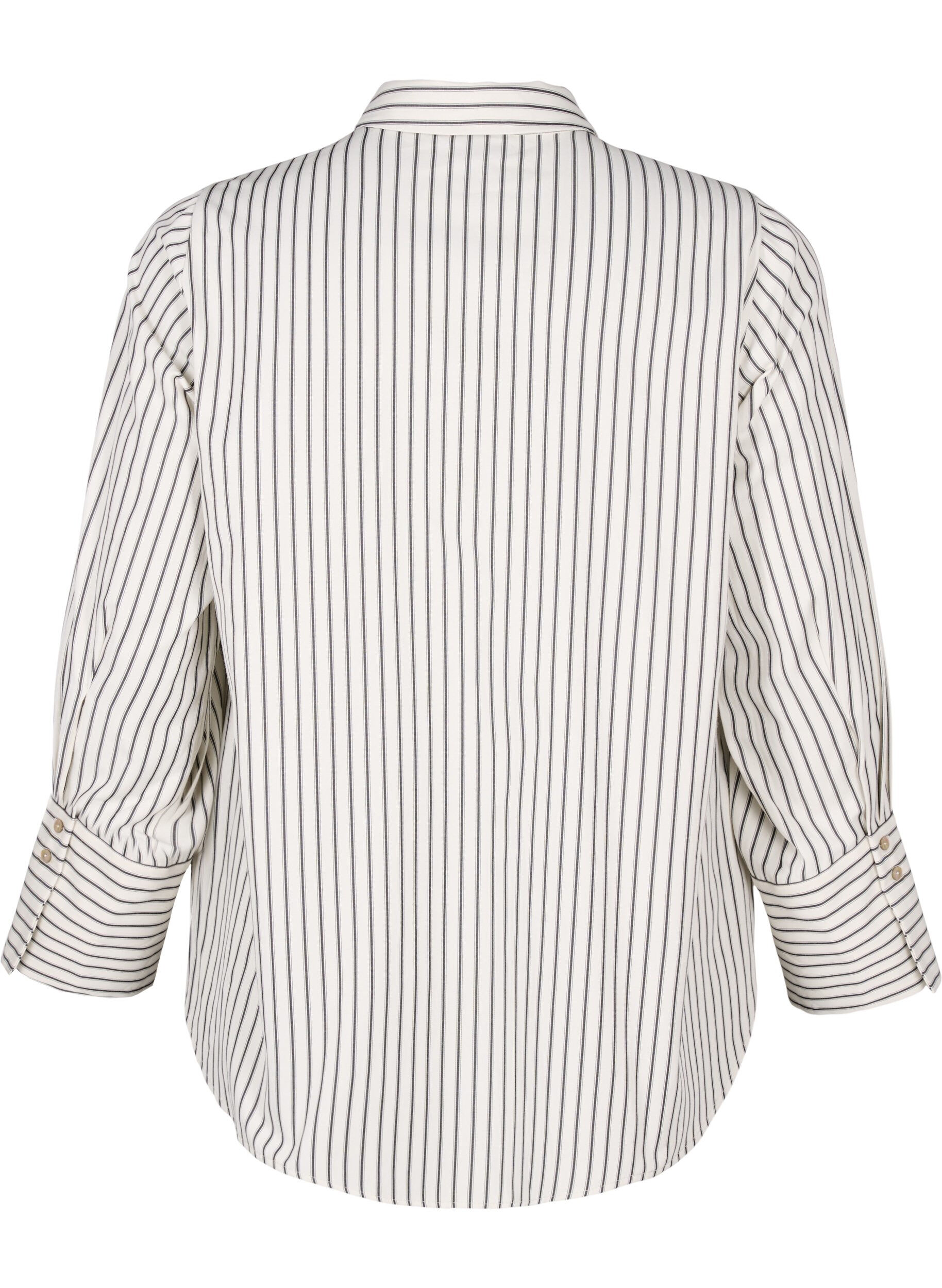 Zizzifashion Striped shirt with wide cuffs, White, Packshot image number 1