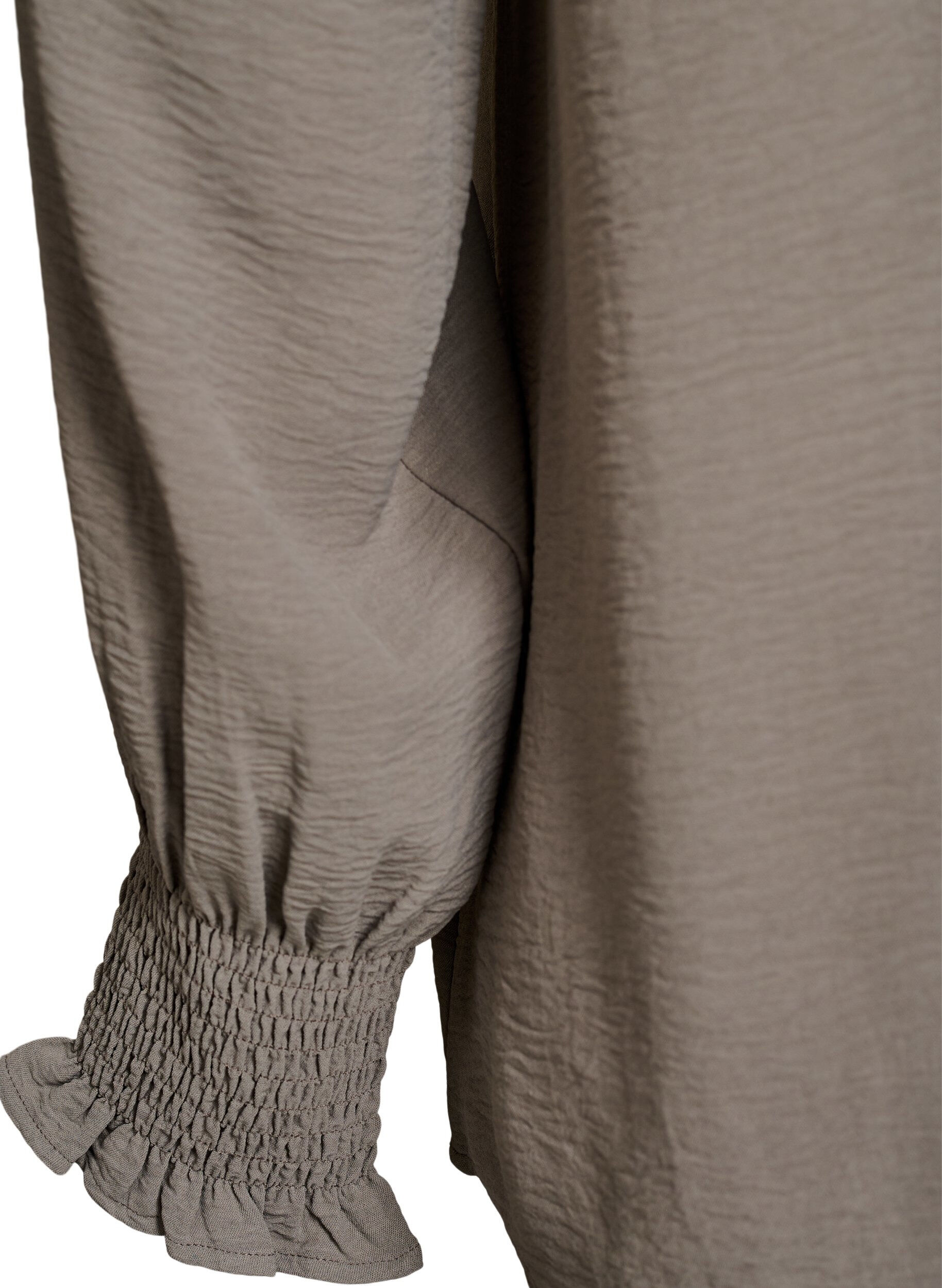 ZizzifashionBlouse with smock cuffs and V-neck, Beige, Packshot image number 3