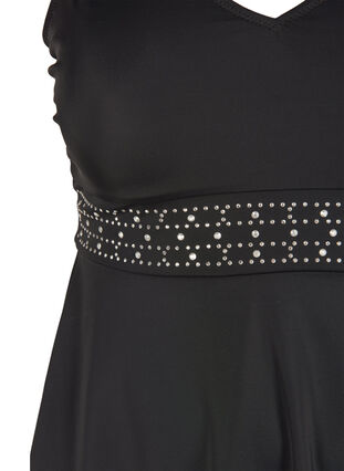 Tankini with a skirt and decorative rhinestones, Black, Packshot image number 2