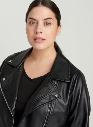 Short jacket in faux leather, Black, Model image number 2