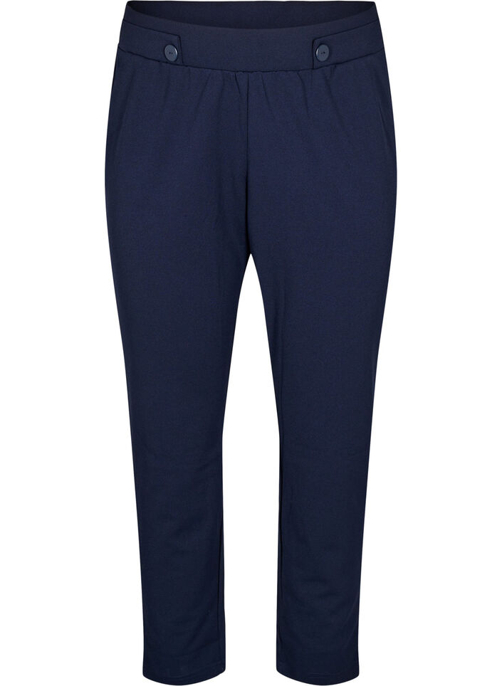 Trousers with pockets and decorative buttons, Blue, Packshot image number 0