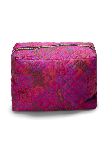 Toiletry bag in vintage sari fabric, Rose Violet AOP, Packshot image number 0