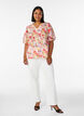 Floral blouse with eyelet embroidery and V-neck, Rose, Model image number 1