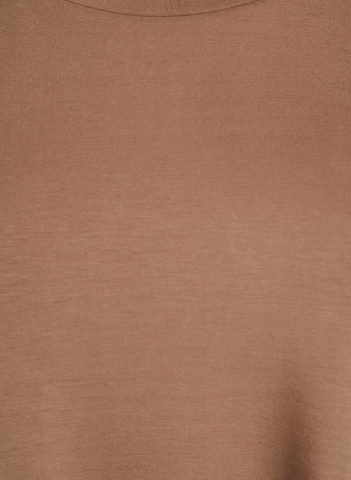 Jersey blouse with round neck, Brown, Packshot image number 2