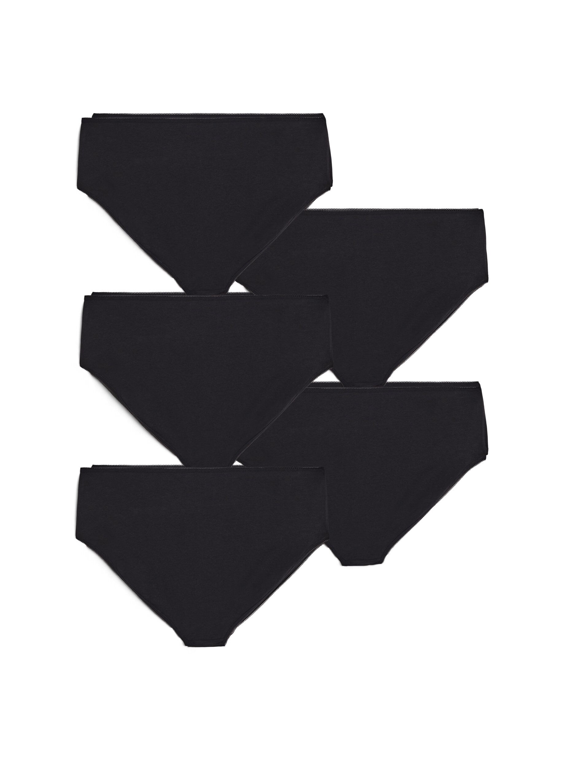 Zizzifashion 5-pack cotton panties with regular waist, Black, Packshot image number 1