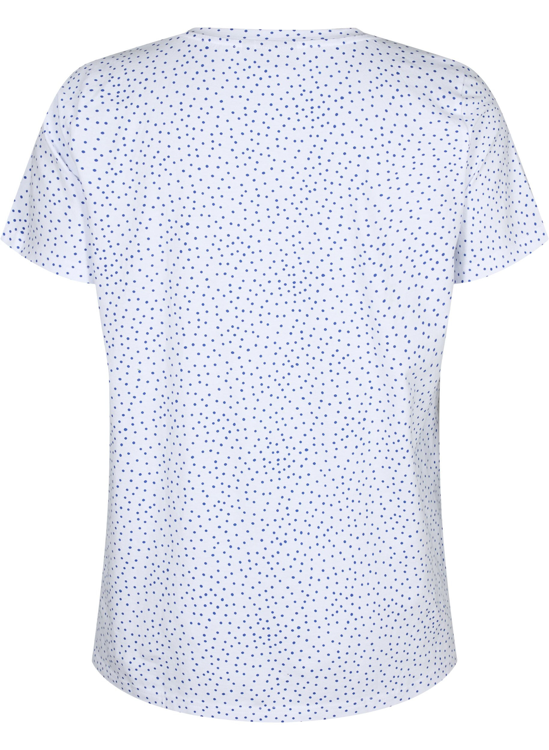 Zizzifashion Cotton t-shirt with dots and v-neck, B.White/S.T.W Dot, Packshot image number 1