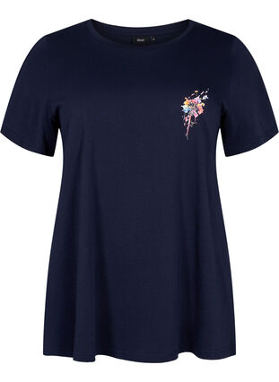 Cotton t-shirt with print on the front, Night Sky FLOWER, Packshot image number 0