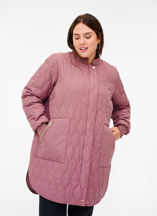 Quilted jacket with pockets, Rose Taupe, Model image number 0
