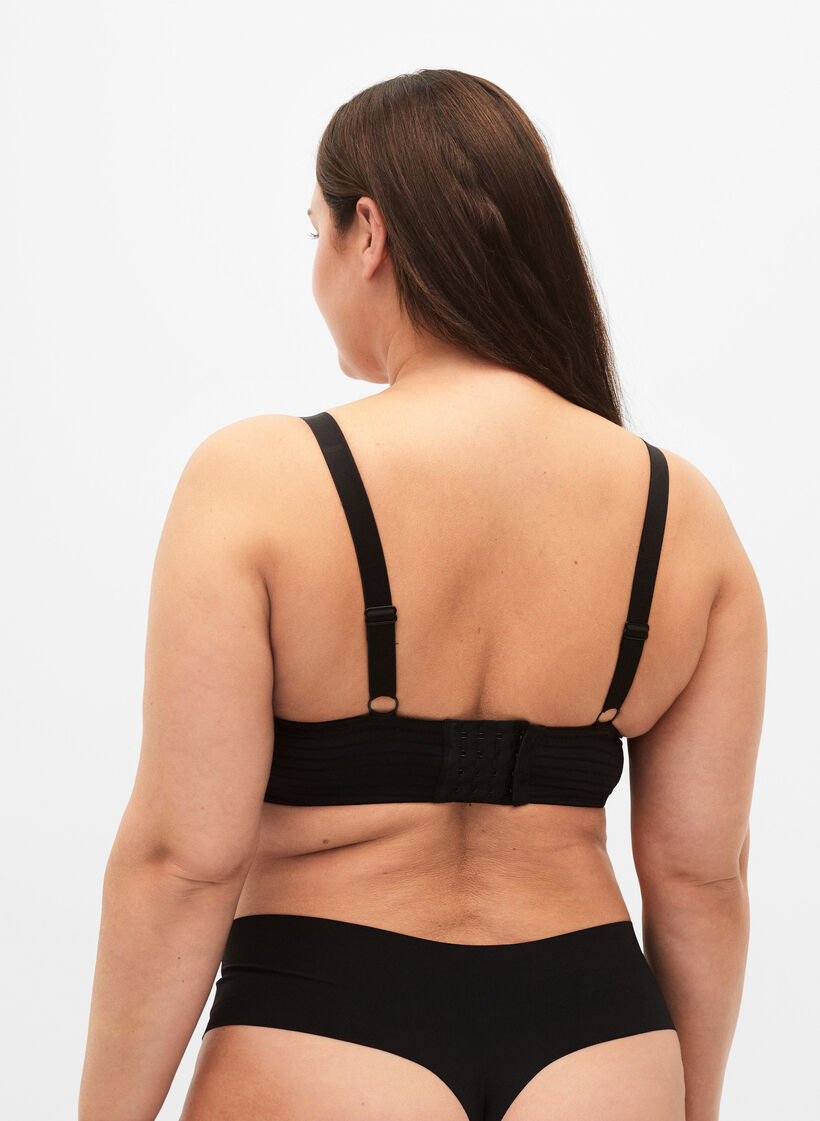 Moulded bra with striped mesh, Black, Model image number 1