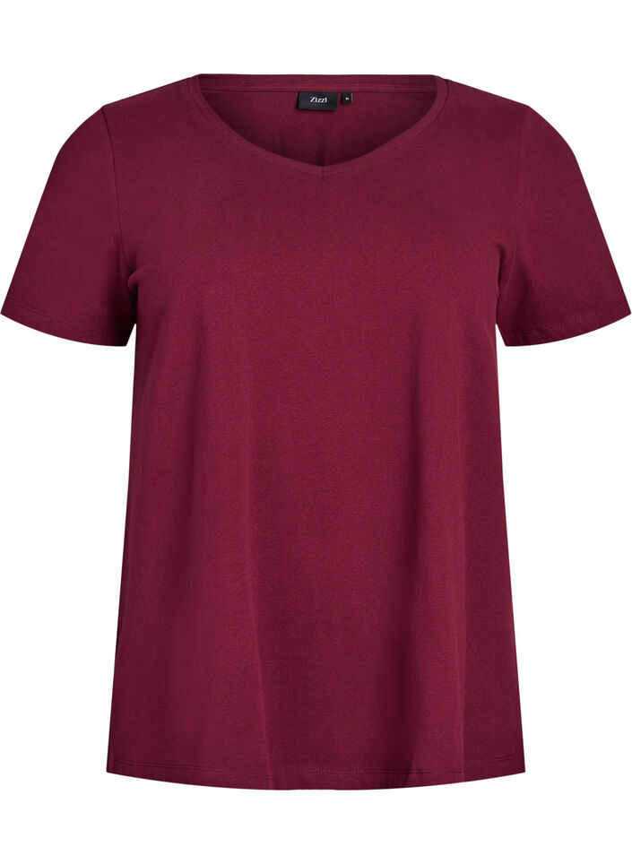 Basic plain cotton t-shirt, Dark Bordeaux, Packshot image number 0