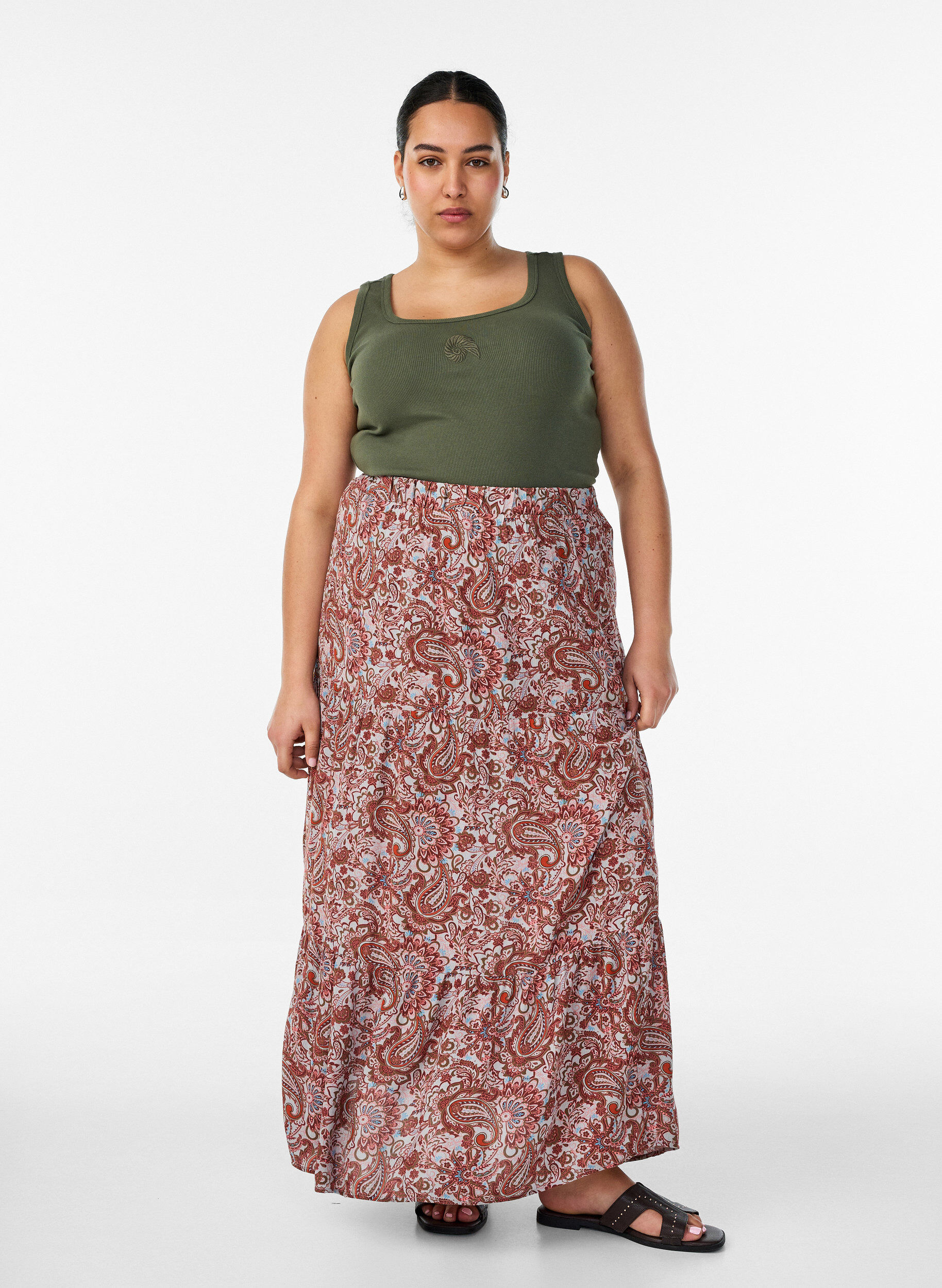 Zizzifashion Fitted top with motif, Green, Model image number 1