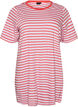 Long oversized striped T-shirt in organic cotton, Purple, Packshot image number 0