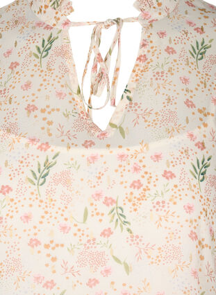 Floral print tunic with 3/4 sleeves, Off White Flower, Packshot image number 2