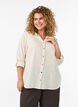 Cotton shirt blouse with a v-neck, Vanilla, Model image number 0