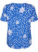 FLASH - Short sleeve viscose blouse with print, Blue, Packshot image number 1