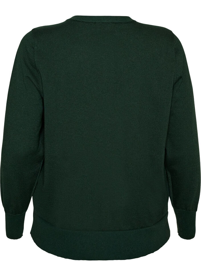 Fine-knit cardigan with a round neck, Green, Packshot image number 1