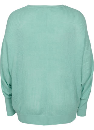 Knitted blouse with long sleeves and ribbed trim, Dusty Jade Green, Packshot image number 1