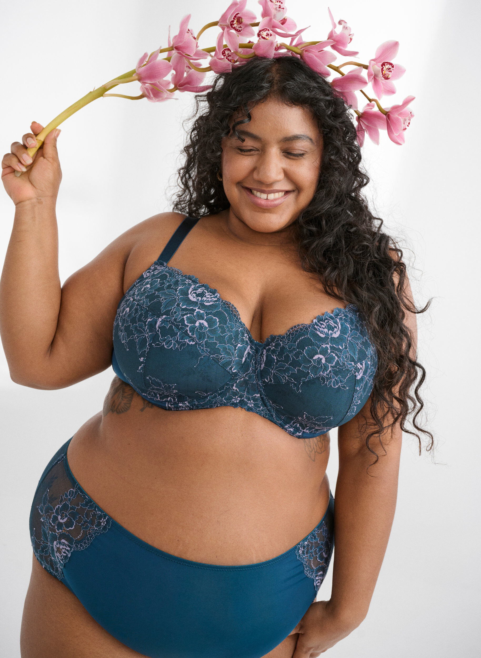 Zizzifashion Microfiber panties with lace and a regular waist, Blue, Image image number 0