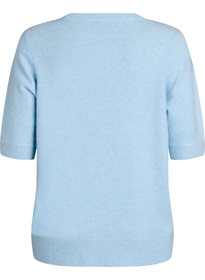 Knitted blouse with short sleeves, Light Blue, Packshot