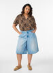 Blouse with short sleeves and v-neck, Brown, Model image number 1