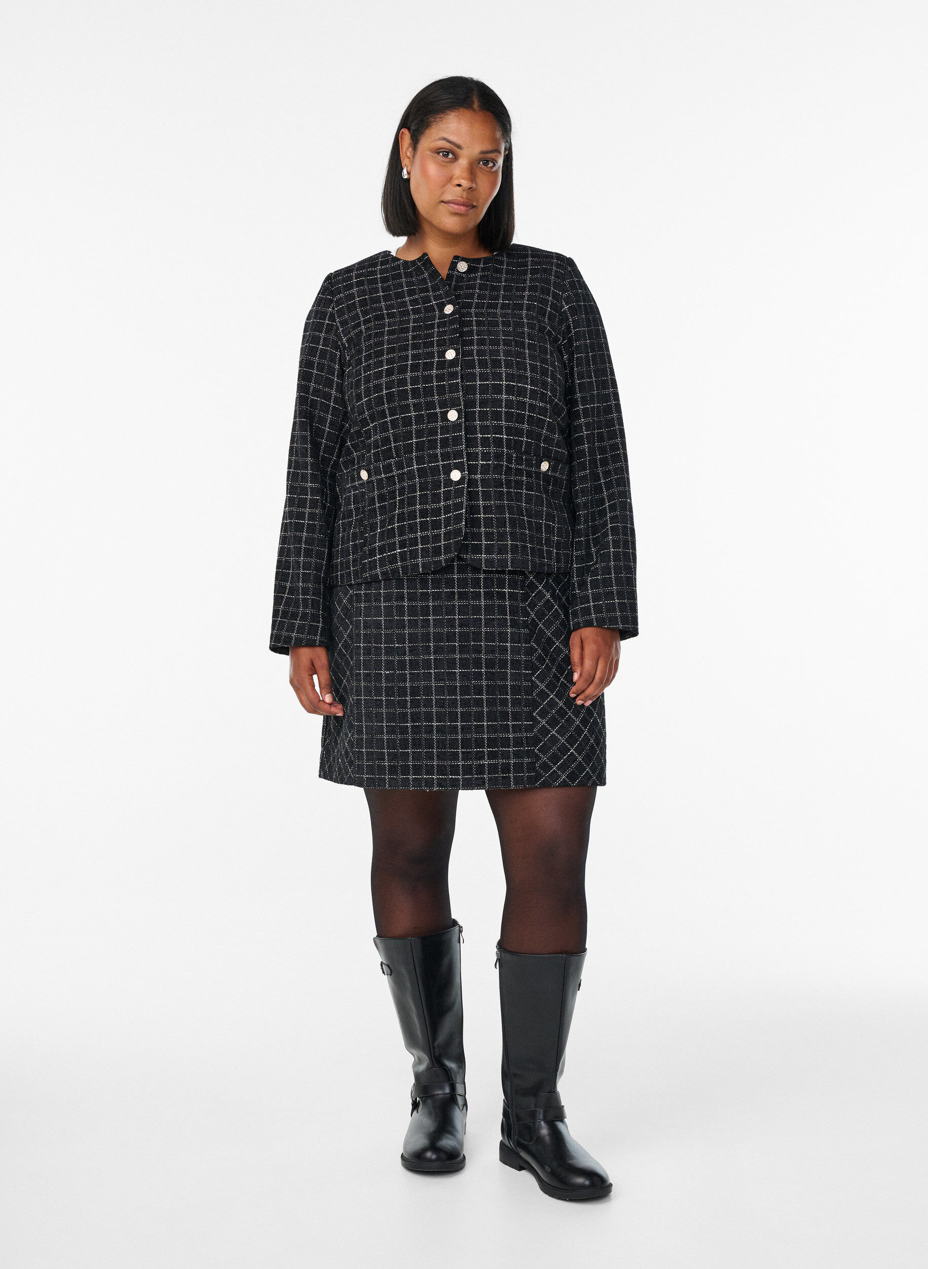 Zizzifashion Checked skirt, Black, Model image number 1