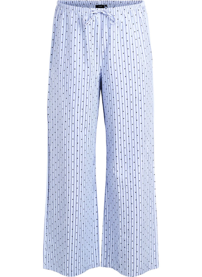 Loose seersucker pyjama trousers with high waist, Light Blue, Packshot image number 0