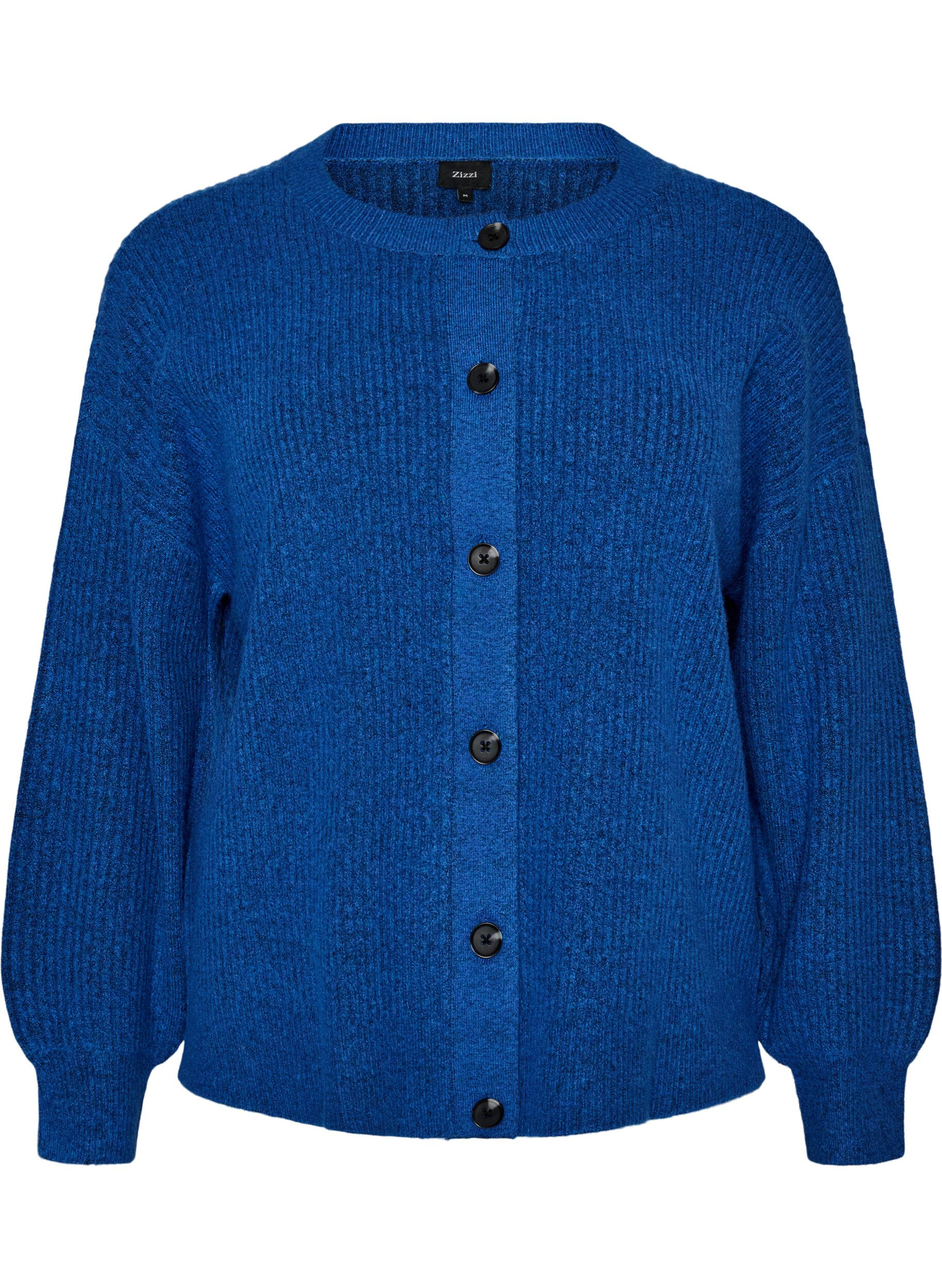 ZizzifashionRib knit cardigan with buttons, Blue, Packshot image number 0