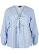 Striped blouse with open front and embroidery details, Light Blue, Packshot image number 0