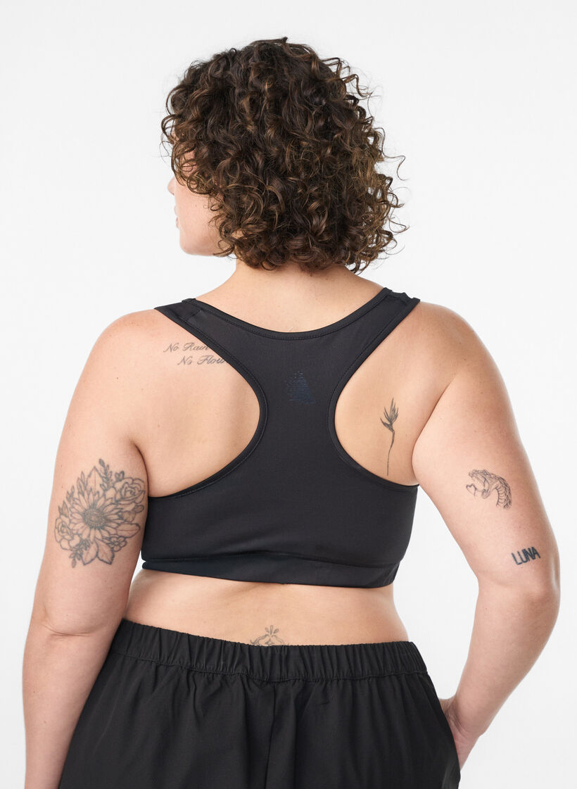 Sports bra with racerback, Black, Model