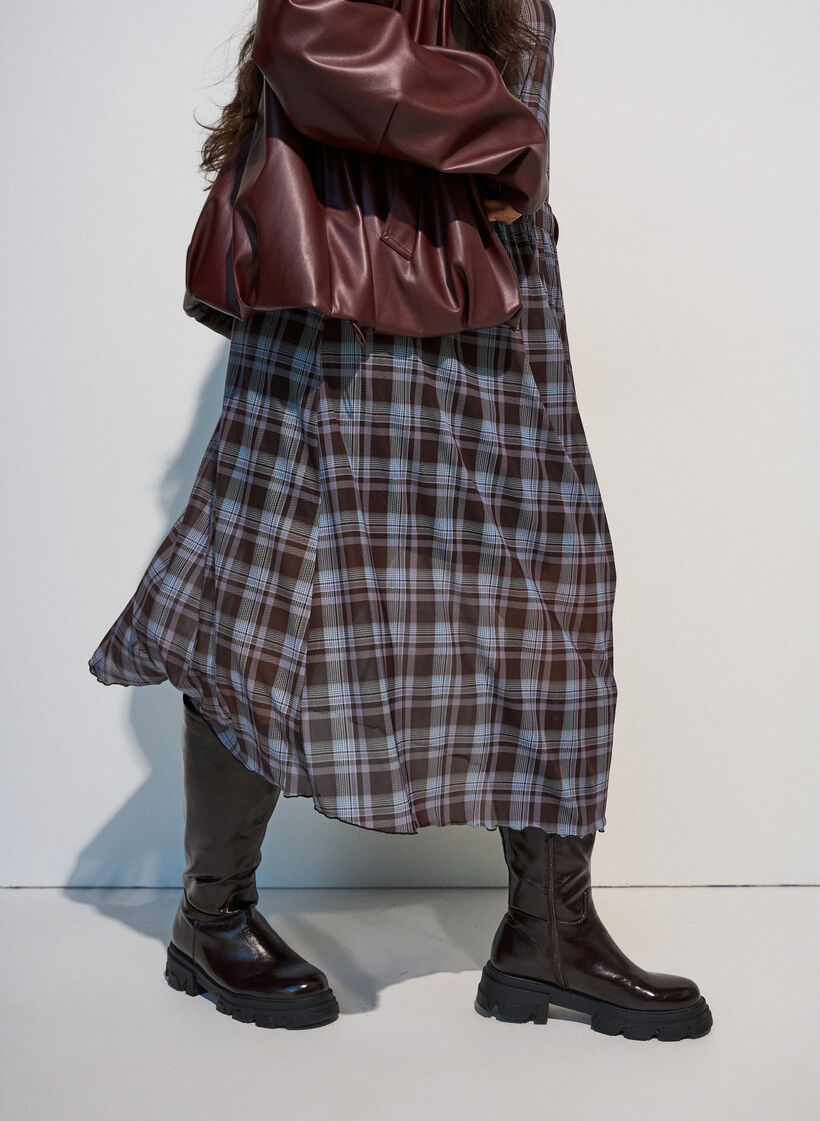 Checked mesh midi skirt, Blue, Model