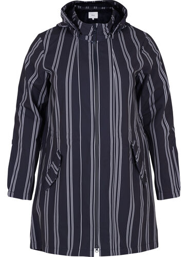Hooded softshell jacket, Night s. stripe, Packshot image number 0