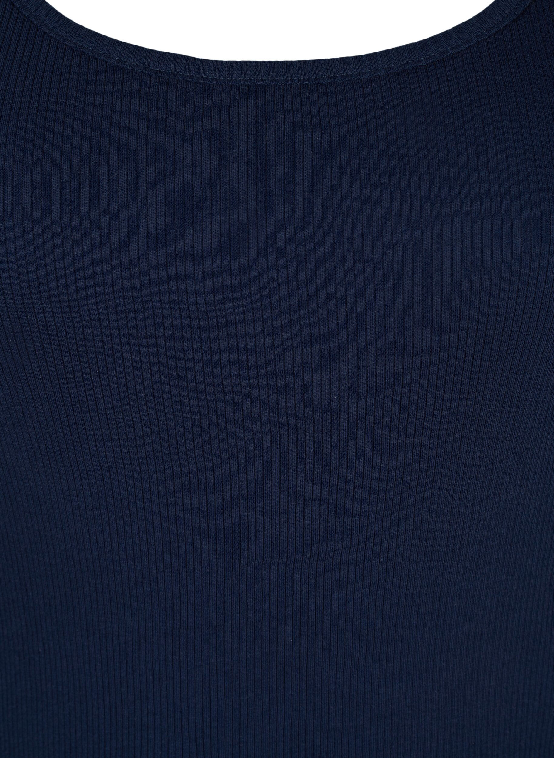 Zizzifashion 2-pack basic tank top with rib, Black/Navy Blazer, Packshot image number 3