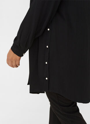 Viscose tunic with pearls, Black, Model image number 2