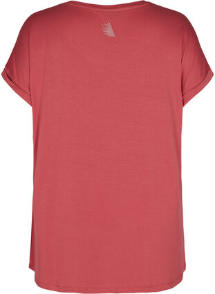 Exercise T-shirt in a viscose blend with print, Garnet Rose, Packshot image number 1