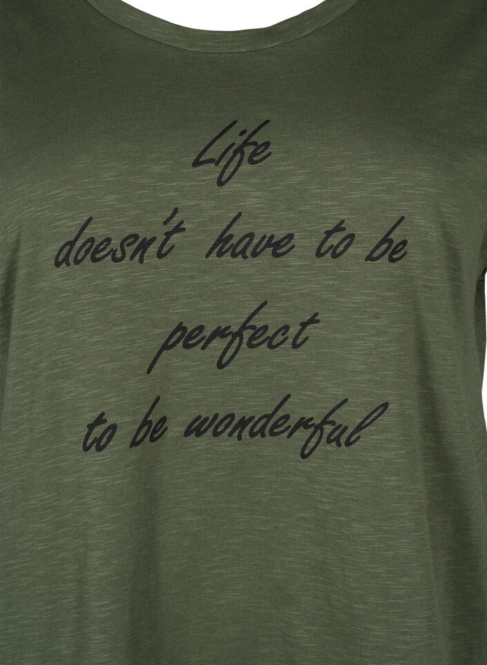 Printed T-shirt in organic cotton, Thyme w. Black Print, Packshot image number 2