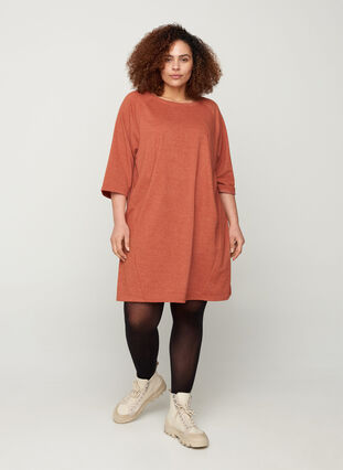 Sweater dress with 3/4-length sleeves and pockets, Arabian Spice Mel, Model image number 2