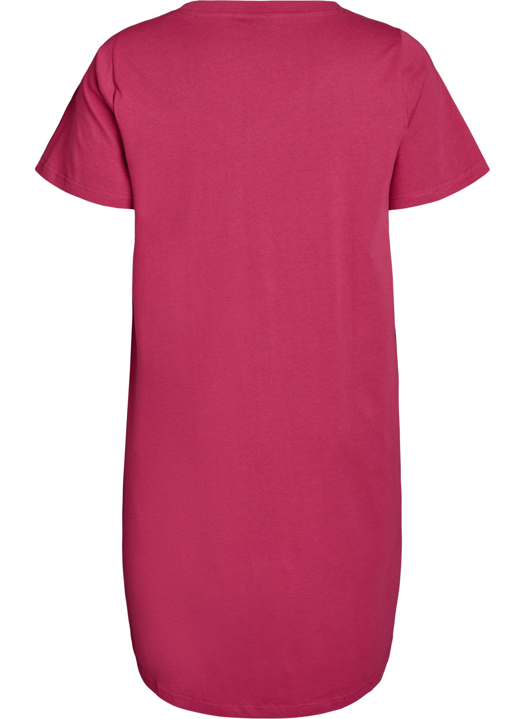 Zizzifashion Organic cotton nightdress with V-neck, Red, Packshot image number 1