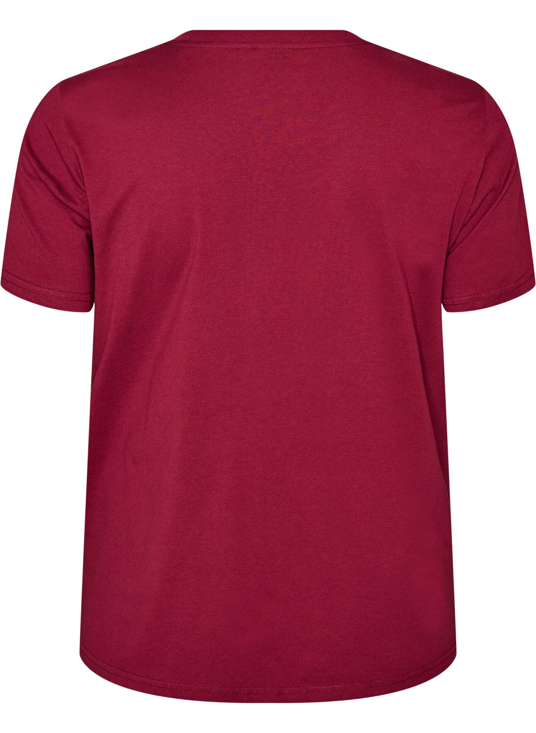 ZizzifashionBasic cotton T-shirt with round neck, Red, Packshot image number 1
