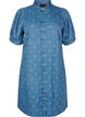 Short-sleeved denim dress with heart print, L. Blue D. w. Heart, Packshot image number 0