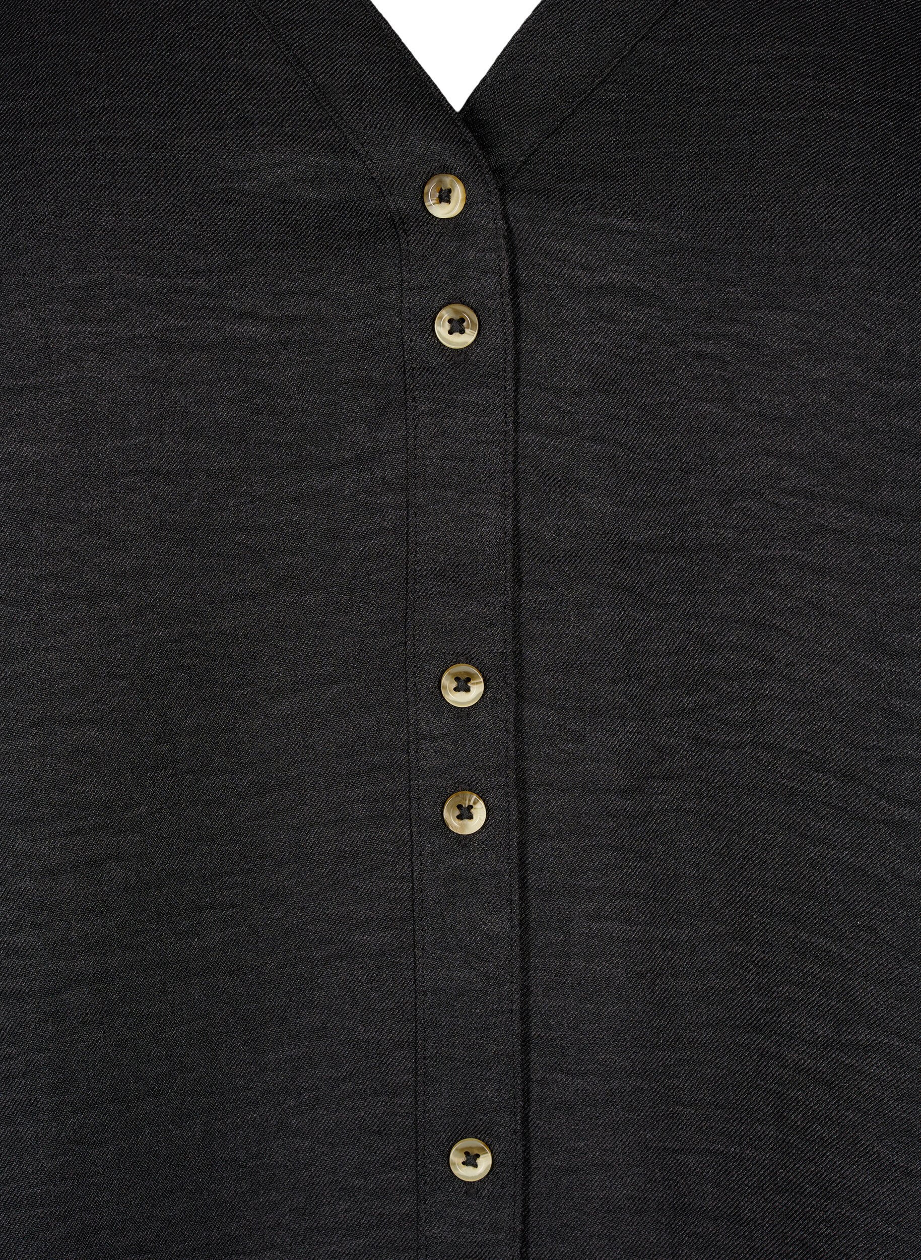 Zizzifashion V-neck shirt blouse with short sleeves, Black, Packshot image number 2