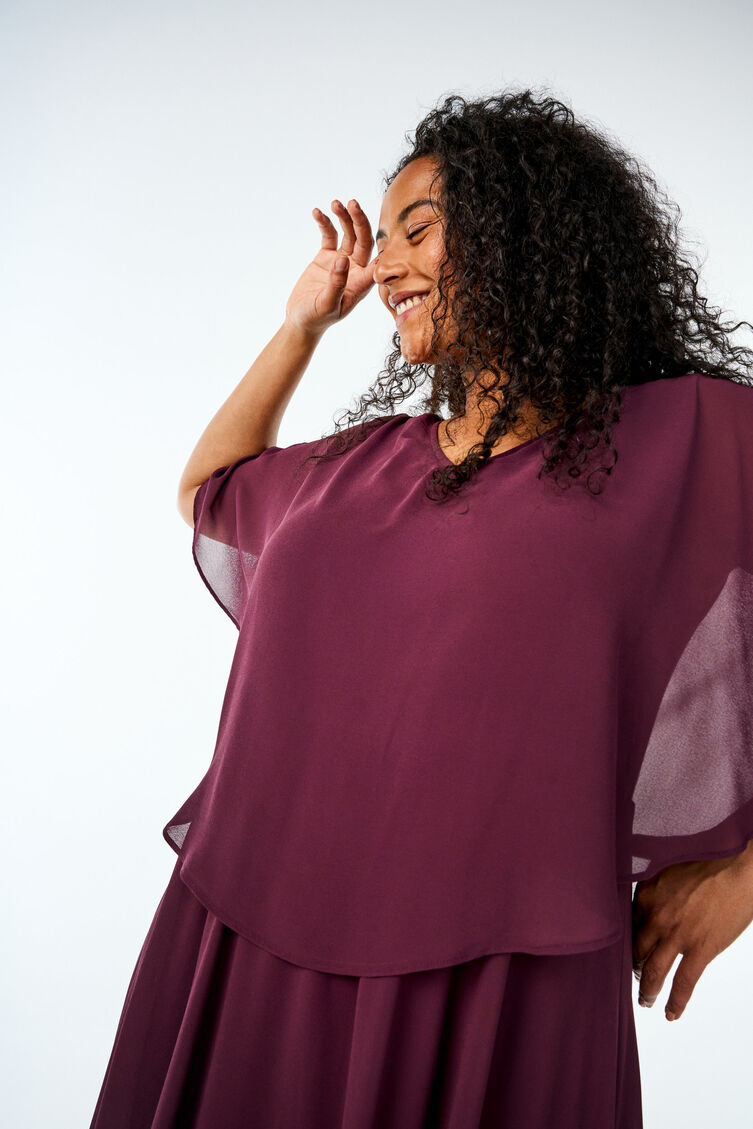 A-line maxi dress with short sleeves, Red, Image image number 0