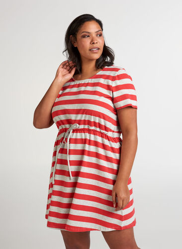 Short dress, LGM W. Red Stripe, Model image number 0